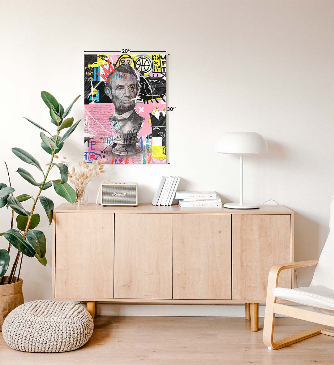 Abraham Lincoln Reimagined Pop Art Wall Art with Neon Pink and Graffiti Style for Indian Home Decor