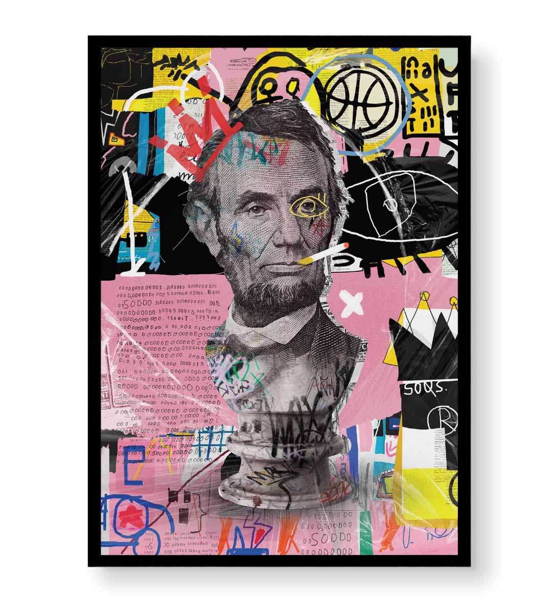 Abraham Lincoln Reimagined Pop Art Wall Art with Neon Pink and Graffiti Style for Indian Home Decor