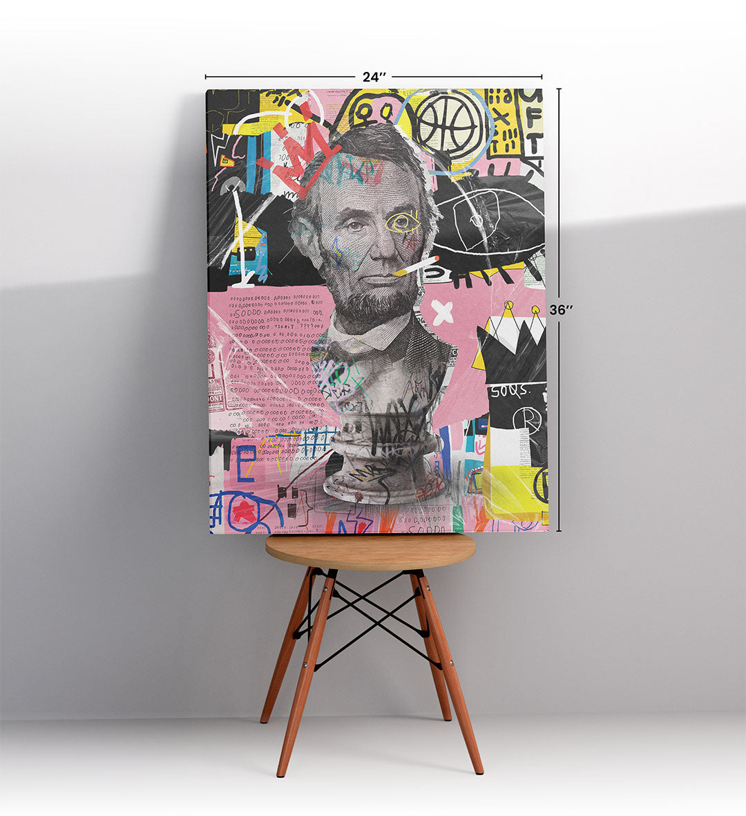Abraham Lincoln Reimagined Pop Art Wall Art with Neon Pink and Graffiti Style for Indian Home Decor