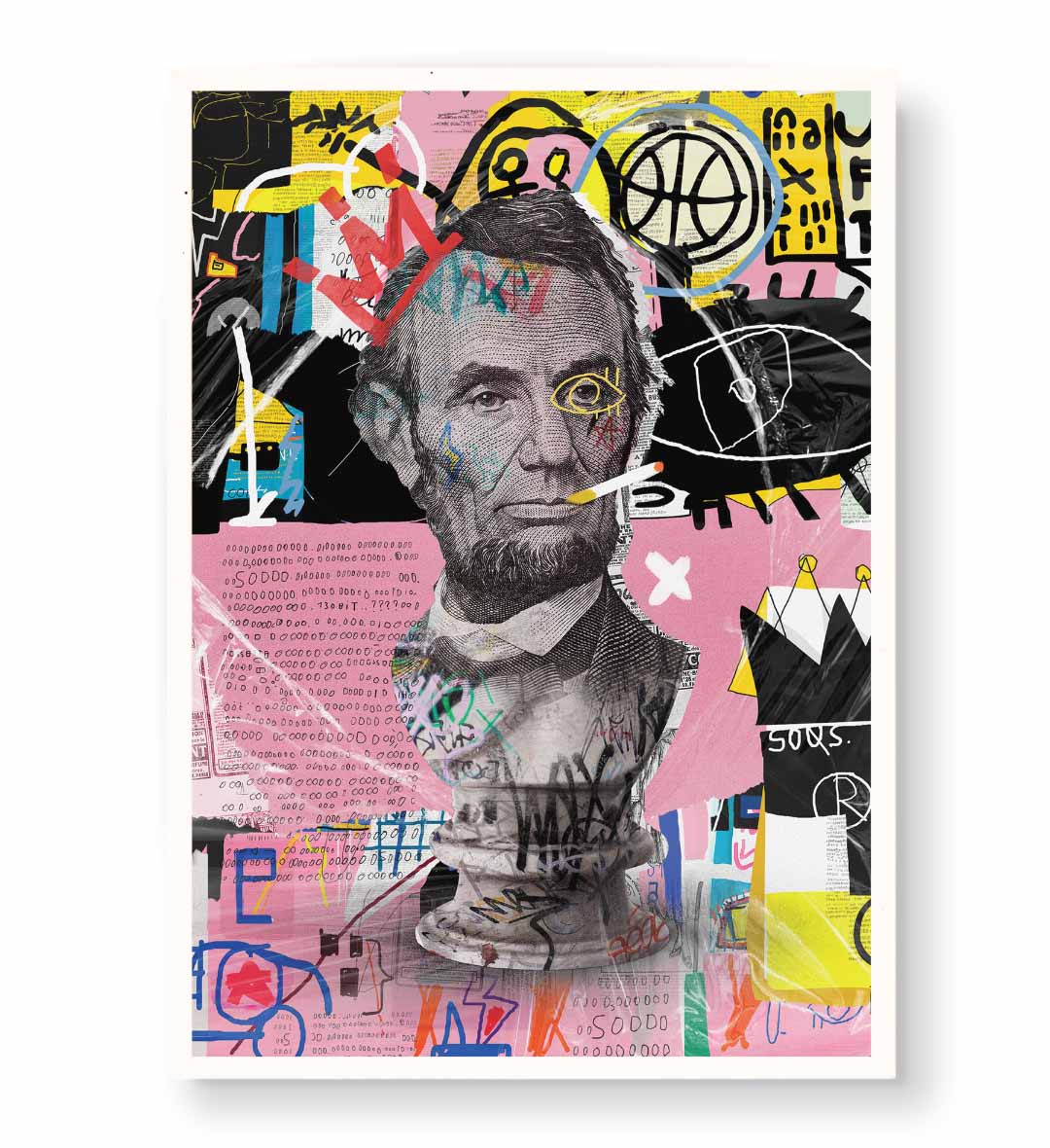 Abraham Lincoln Reimagined Pop Art Wall Art with Neon Pink and Graffiti Style for Indian Home Decor
