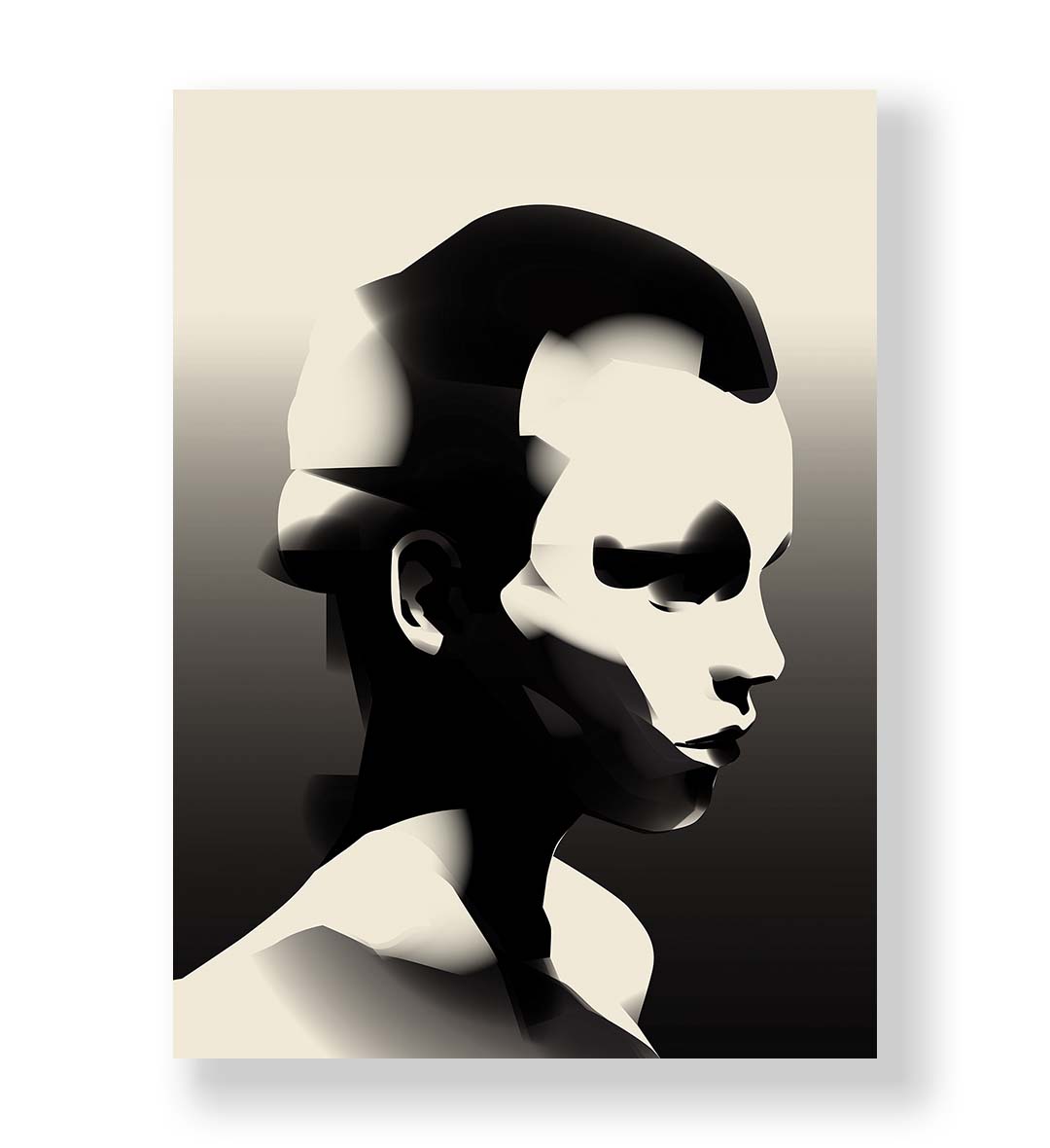 Abstract Shadow Face with geometric human head design wall art for Indian home decor.