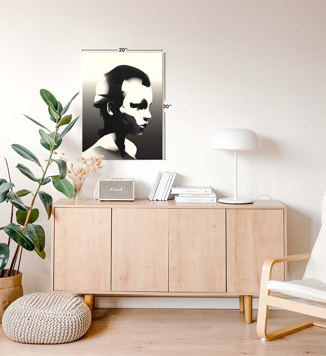 Abstract Shadow Face with geometric human head design wall art for Indian home decor.