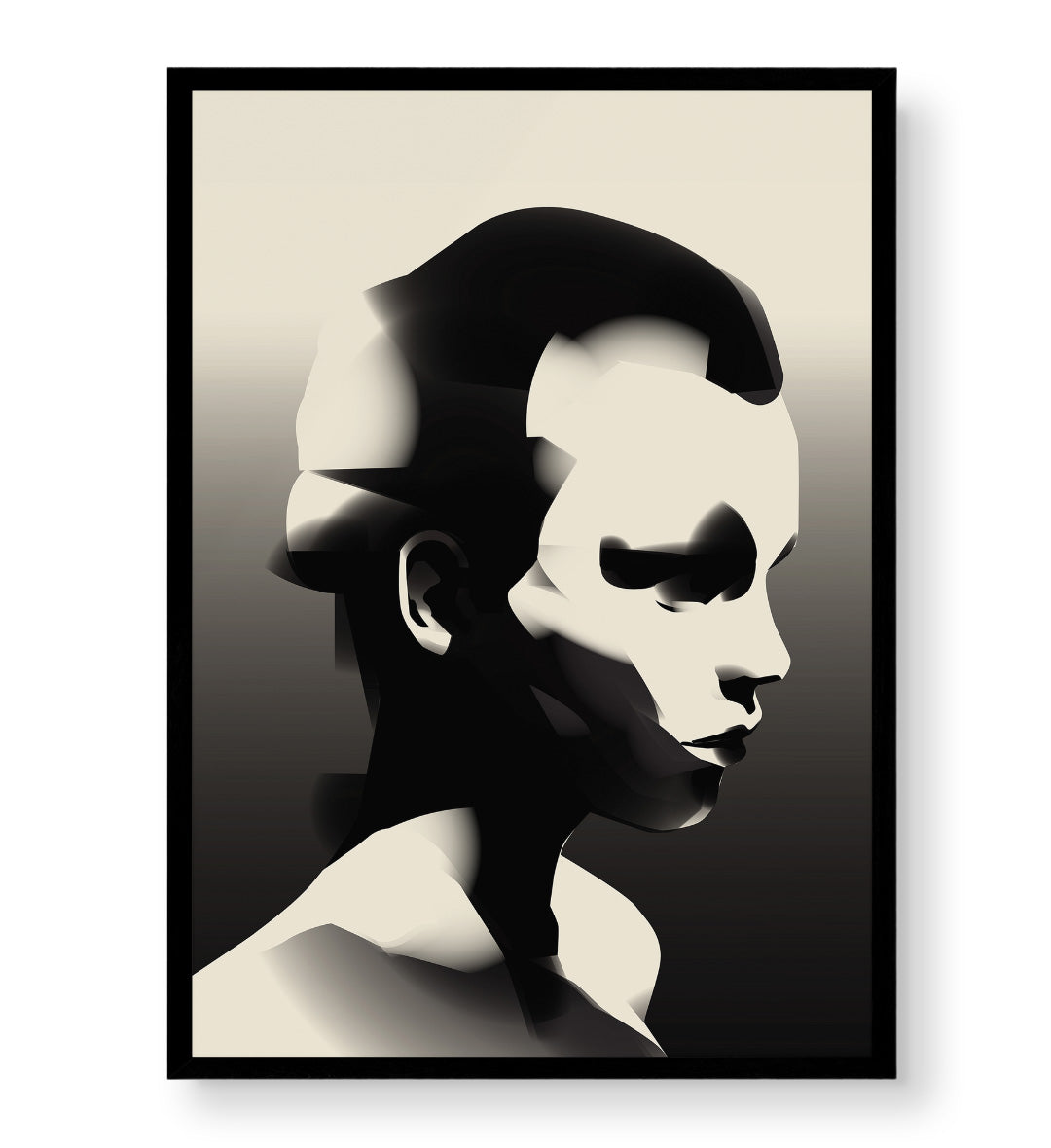 Abstract Shadow Face with geometric human head design wall art for Indian home decor.