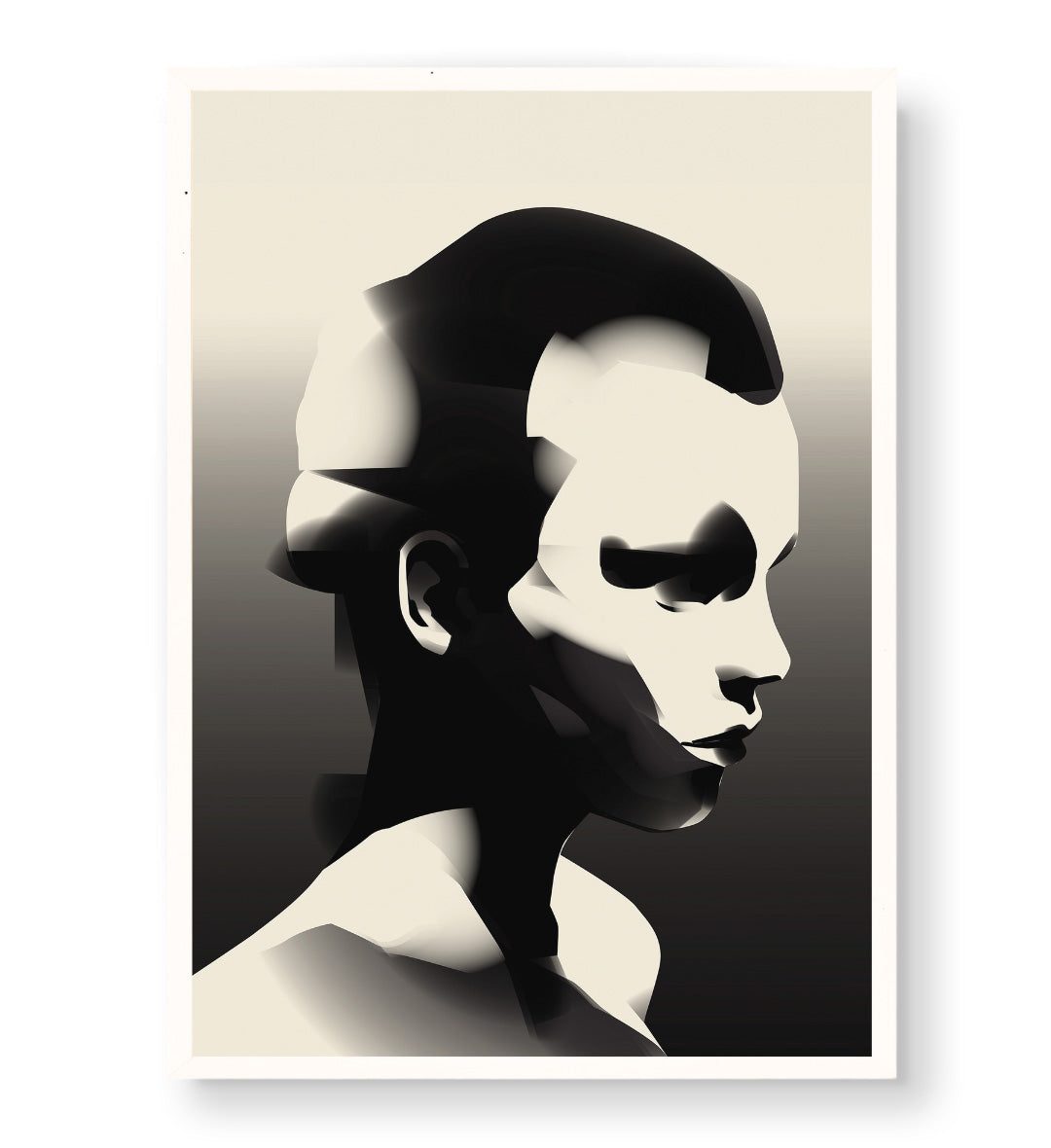 Abstract Shadow Face with geometric human head design wall art for Indian home decor.