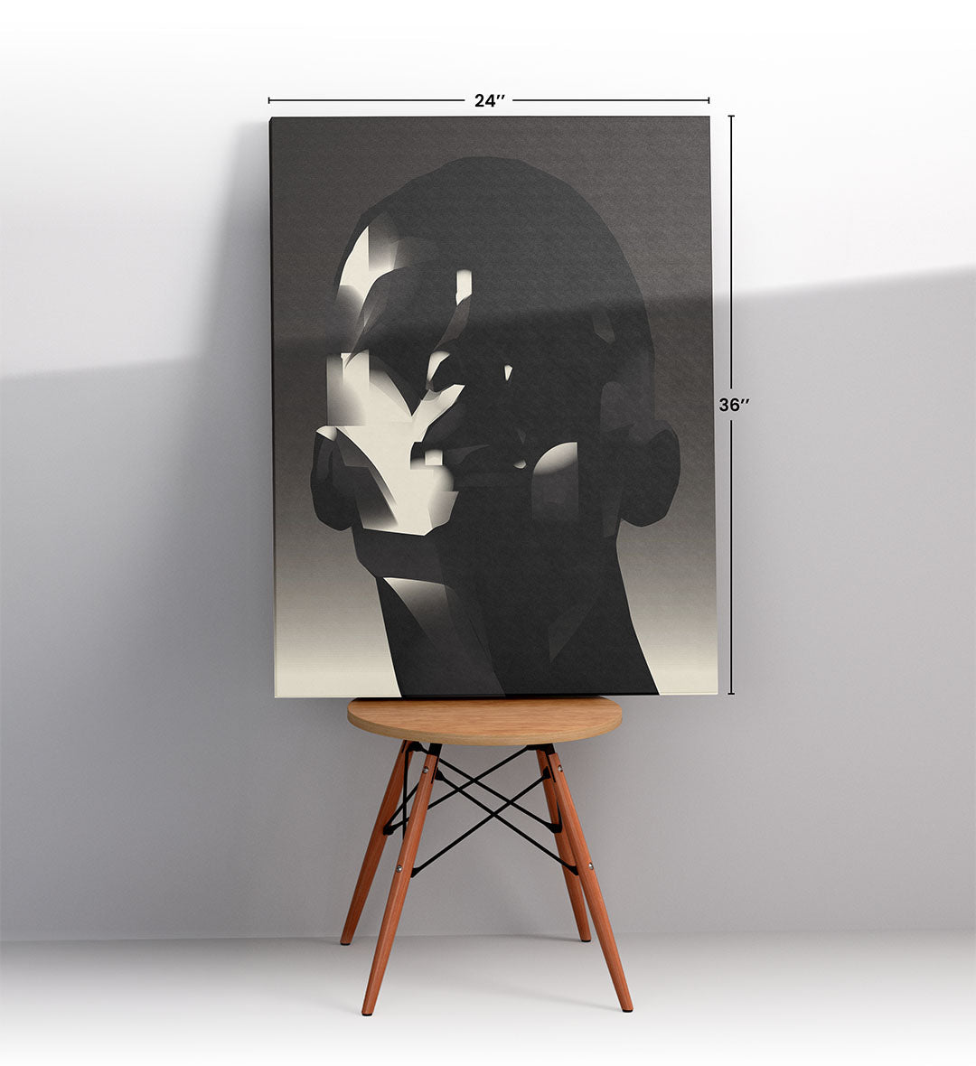 Abstract Shadow Face with geometric human head design wall art for Indian home decor.