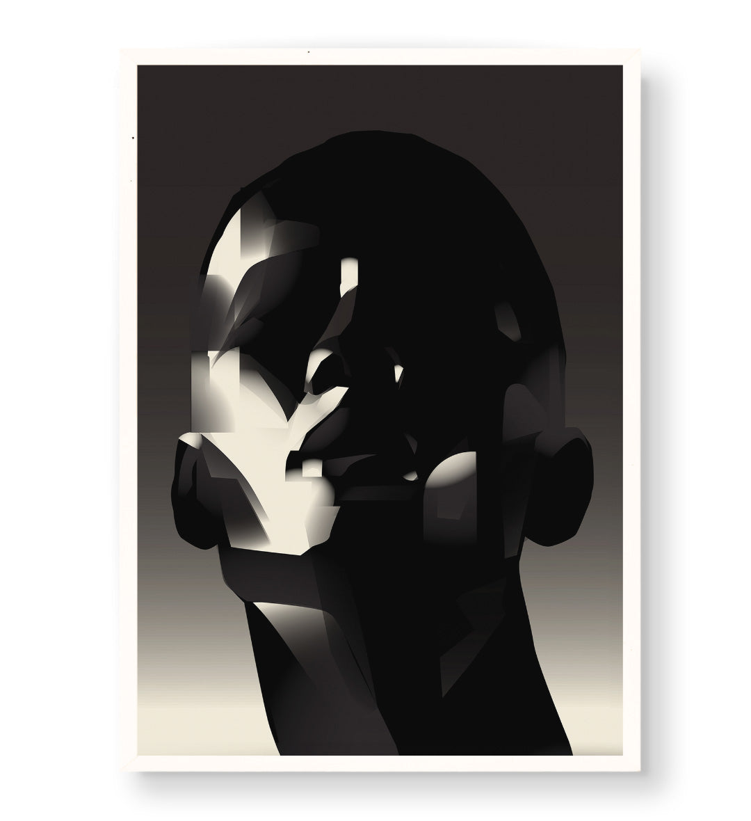 Abstract Shadow Face with geometric human head design wall art for Indian home decor.