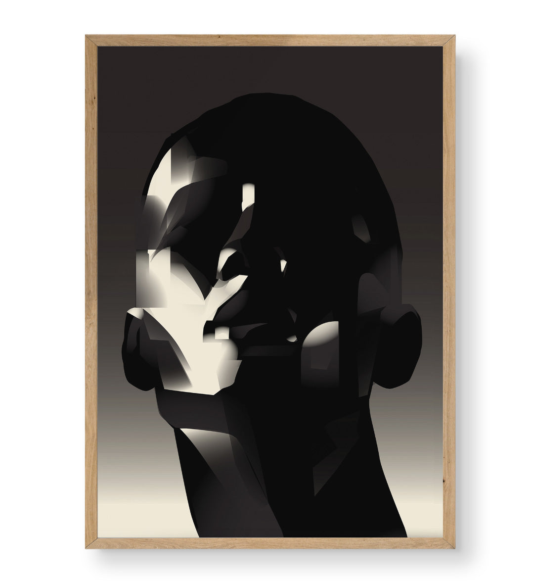 Abstract Shadow Face with geometric human head design wall art for Indian home decor.