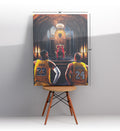 Court Kings canvas wall art featuring LeBron James, Kobe Bryant, and Michael Jordan for Indian home decor.