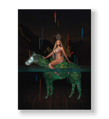 Beyonce fantasy canvas wall art with leafy horse, perfect for modern Indian home decor.