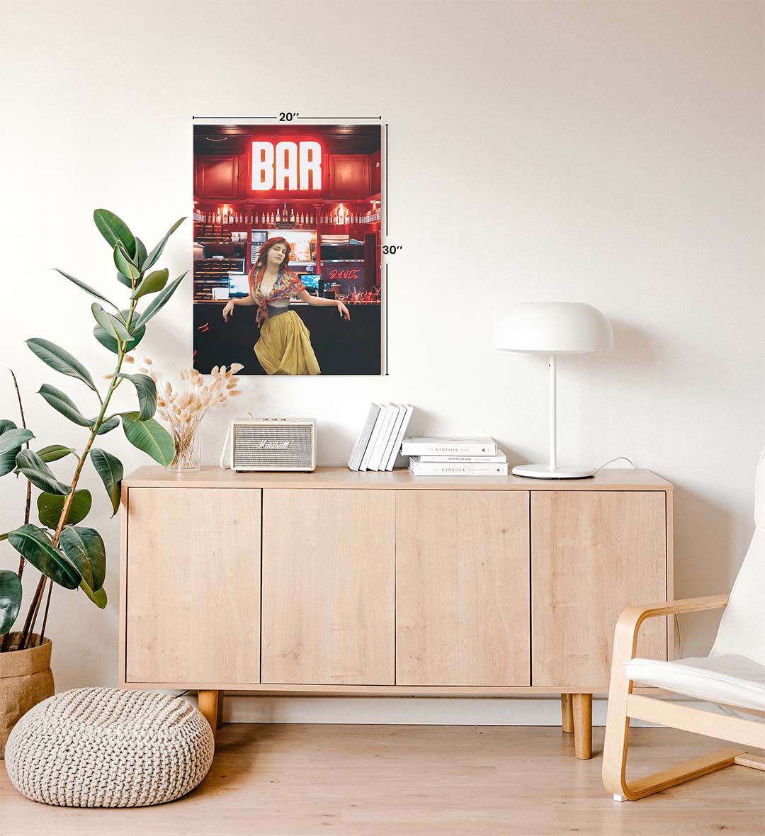 Bohemian Bar Scene with eclectic bar design wall art for home decor.