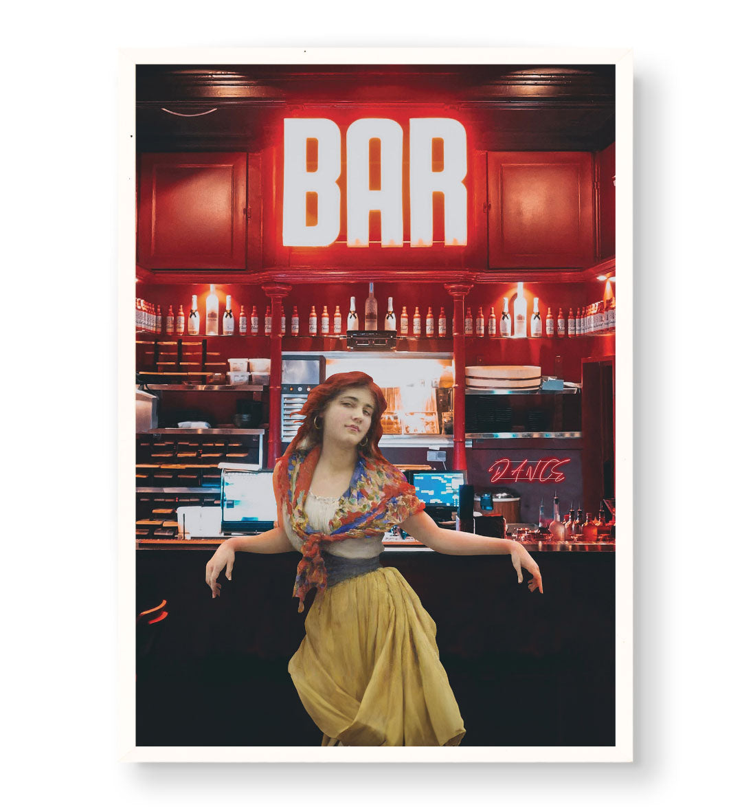 Bohemian Bar Scene with eclectic bar design wall art for home decor.
