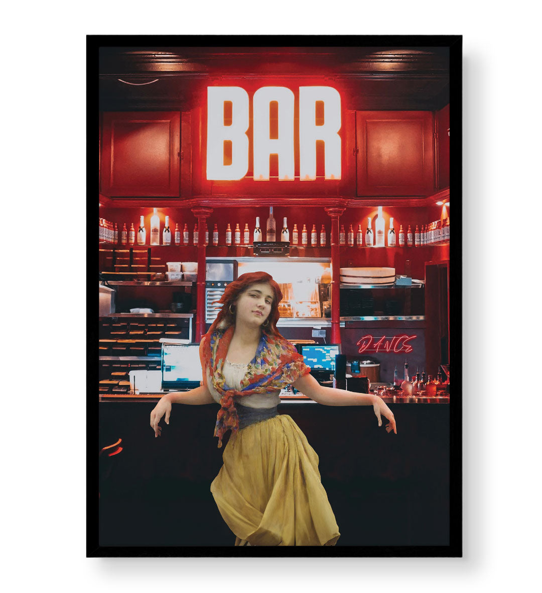 Bohemian Bar Scene with eclectic bar design wall art for home decor.