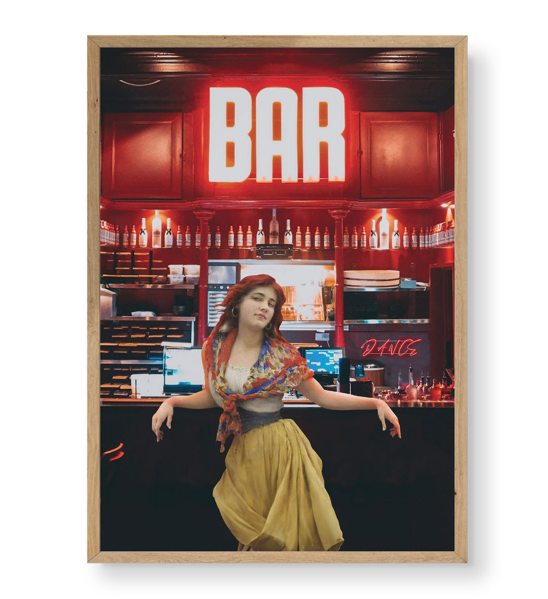 Bohemian Bar Scene with eclectic bar design wall art for home decor.