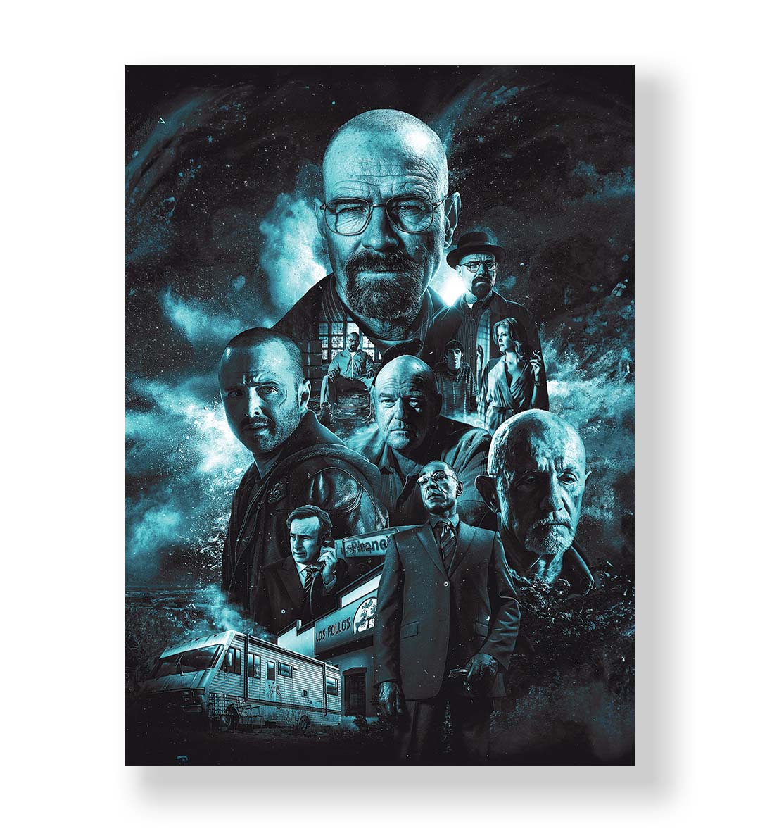 Breaking Bad Legacy TV Series Wall Art with Walter White, RV, and Blue Tones for Indian Home Decor