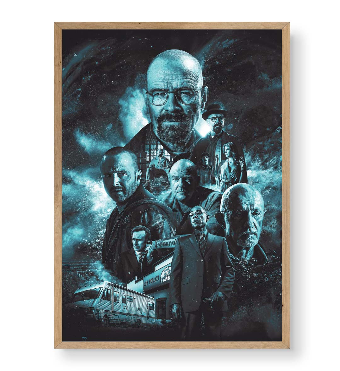 Breaking Bad Legacy TV Series Wall Art with Walter White, RV, and Blue Tones for Indian Home Decor