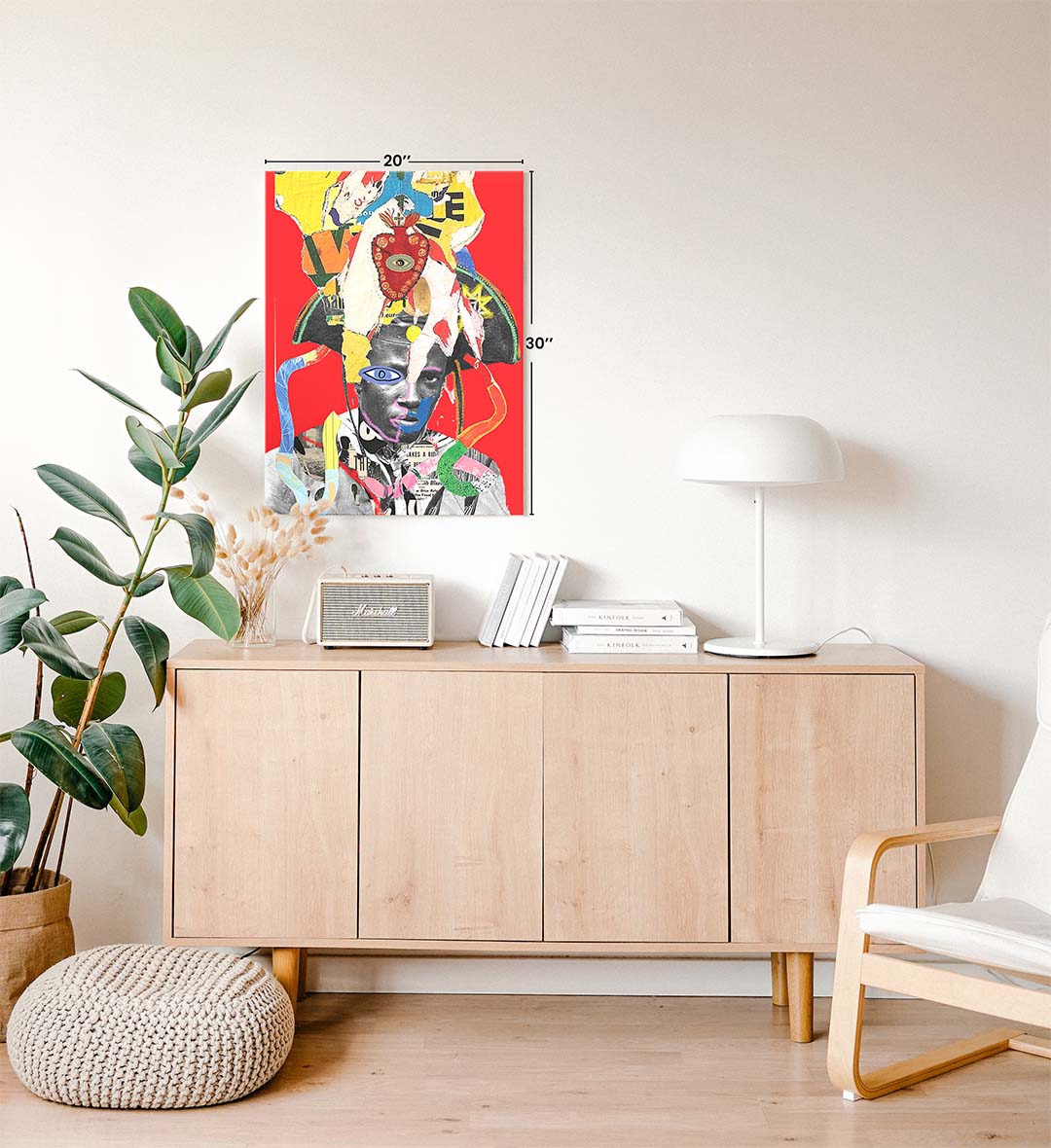 Collage crown canvas wall art with abstract design, perfect for modern Indian home decor.