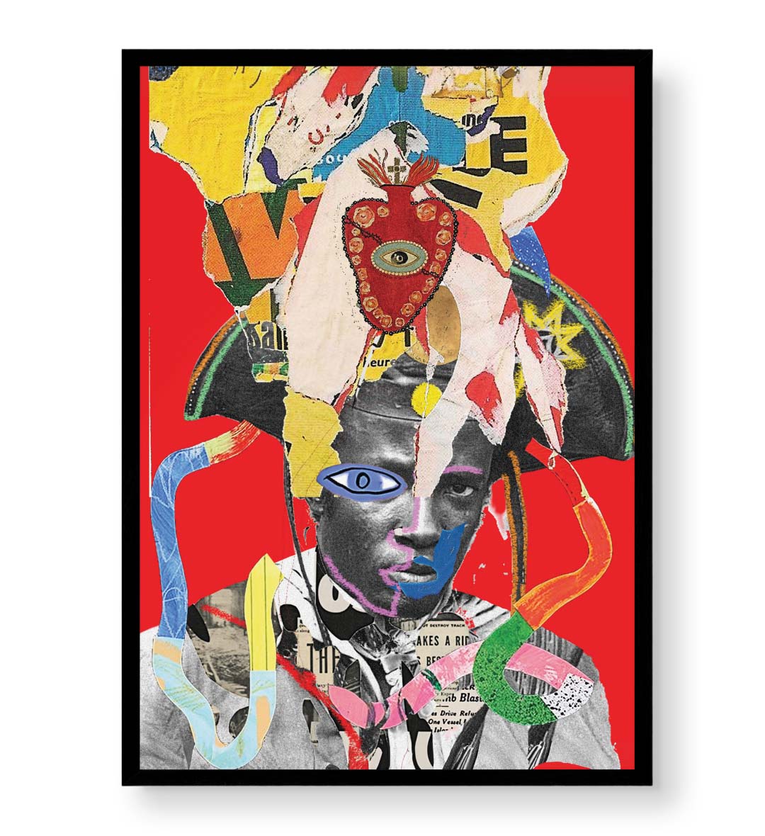 Collage crown canvas wall art with abstract design, perfect for modern Indian home decor.