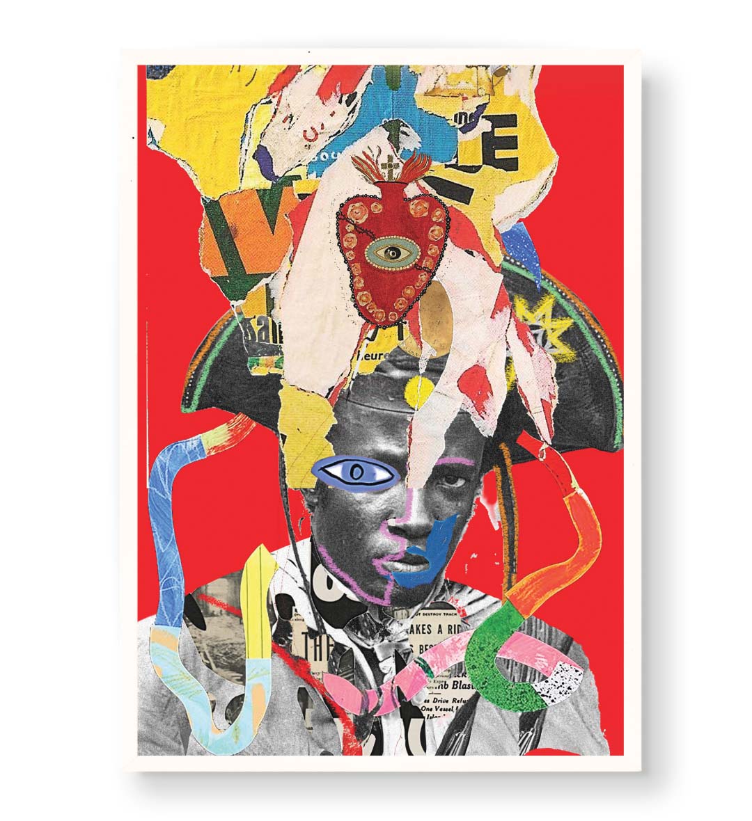 Collage crown canvas wall art with abstract design, perfect for modern Indian home decor.