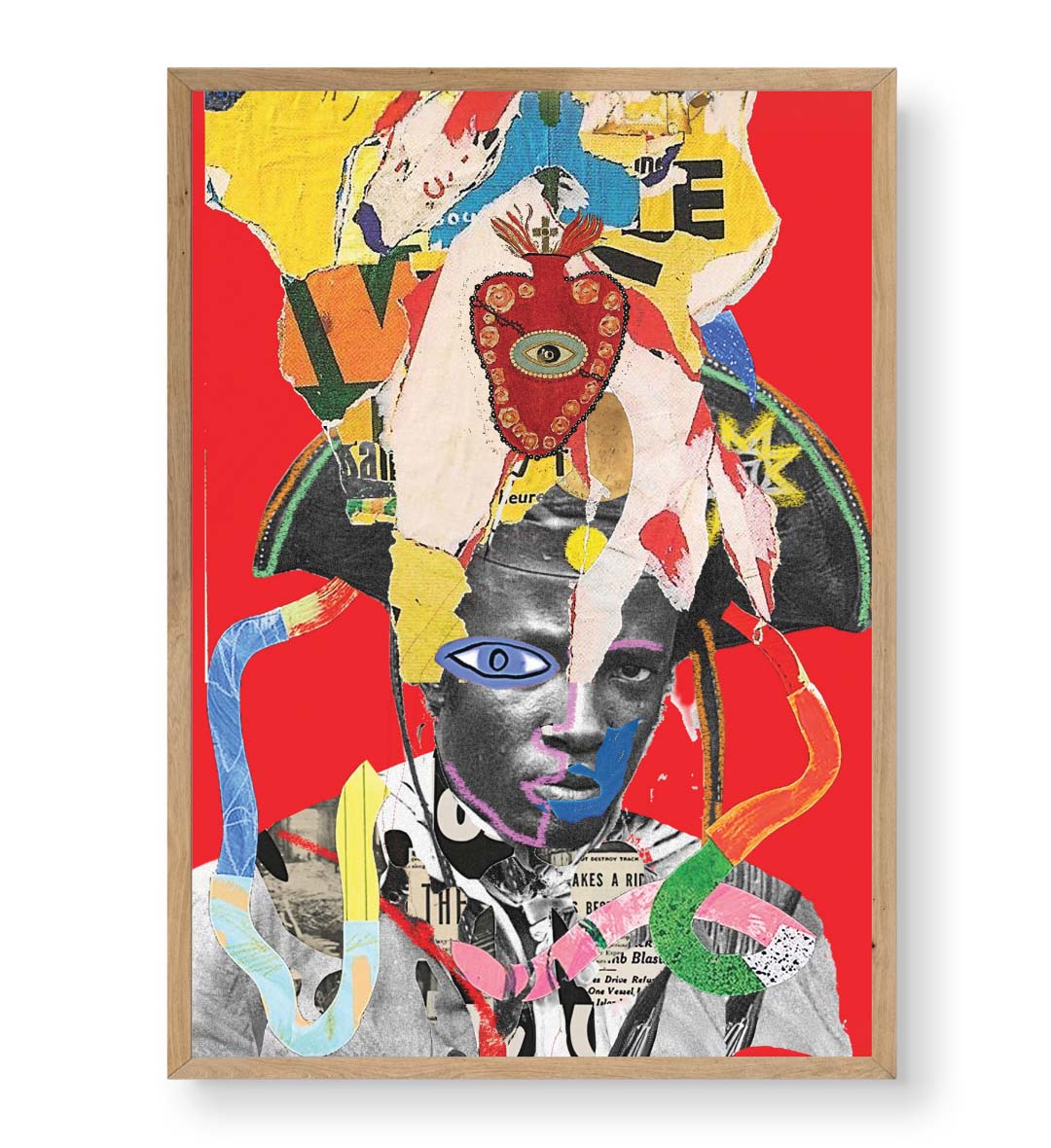 Collage crown canvas wall art with abstract design, perfect for modern Indian home decor.