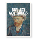 Vincent Van Gogh parody canvas wall art with Buy Art Not Drugs graffiti, perfect for modern Indian home decor.