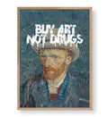 Vincent Van Gogh parody canvas wall art with Buy Art Not Drugs graffiti, perfect for modern Indian home decor.