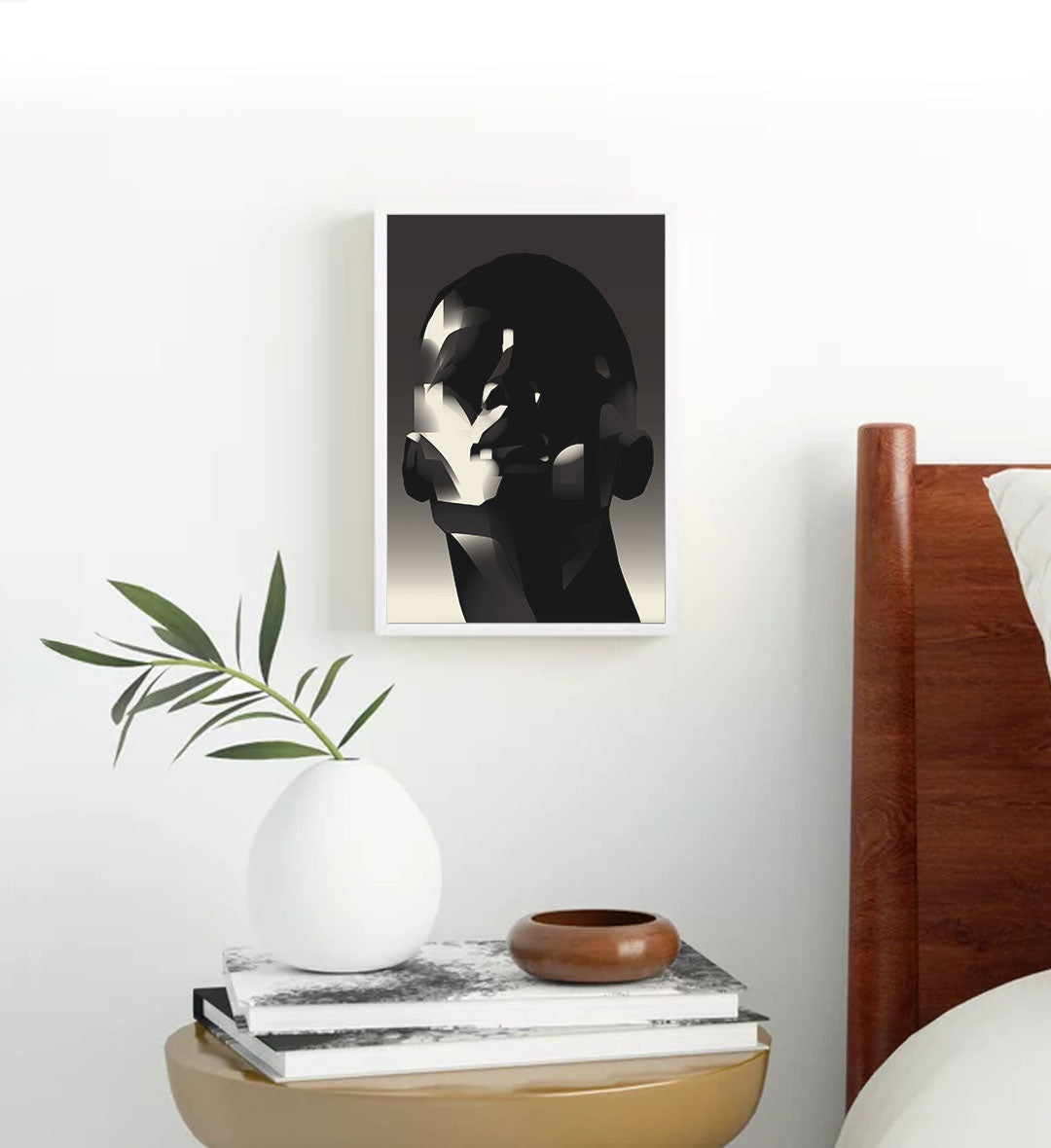 Abstract Shadow Face with geometric human head design wall art for Indian home decor.