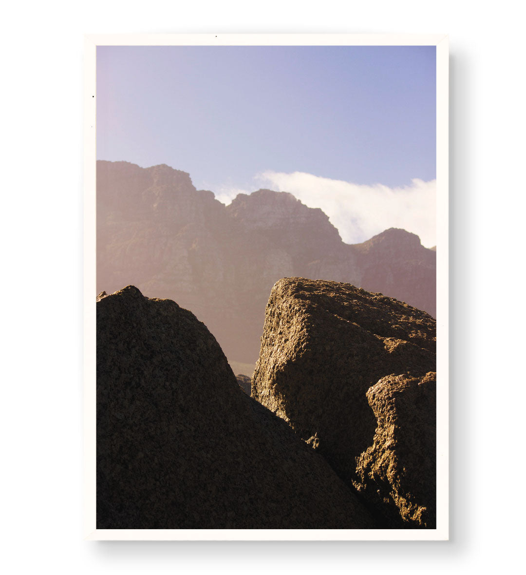 Mountain serenity canvas wall art with rocks and peaks, perfect for modern Indian home decor.