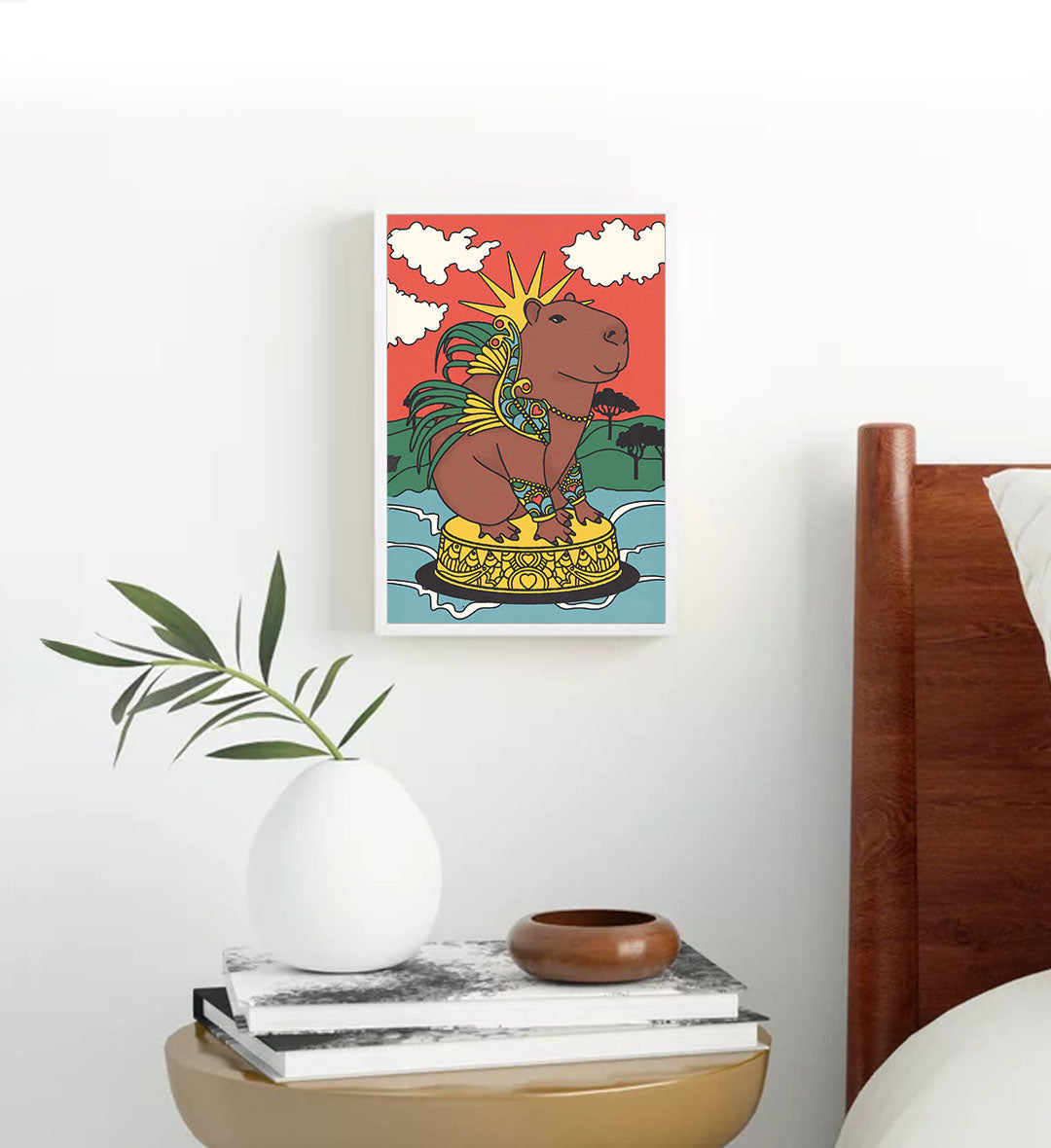 Golden Elegance vintage glam wall art canvas print with gold and green tones for Indian home decor.