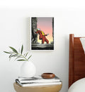 Joker’s Sunset Dance cinematic wall art with red suit and sunset sky for Indian home decor.