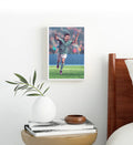 Lionel Messi canvas wall art in Argentina jersey celebrating, ideal for modern Indian sports home decor.