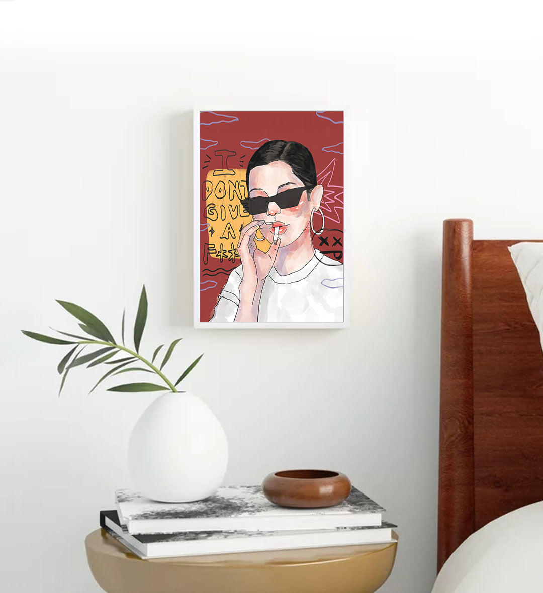 Rebel Attitude bold pop art wall canvas print with red and blue accents for Indian home decor.