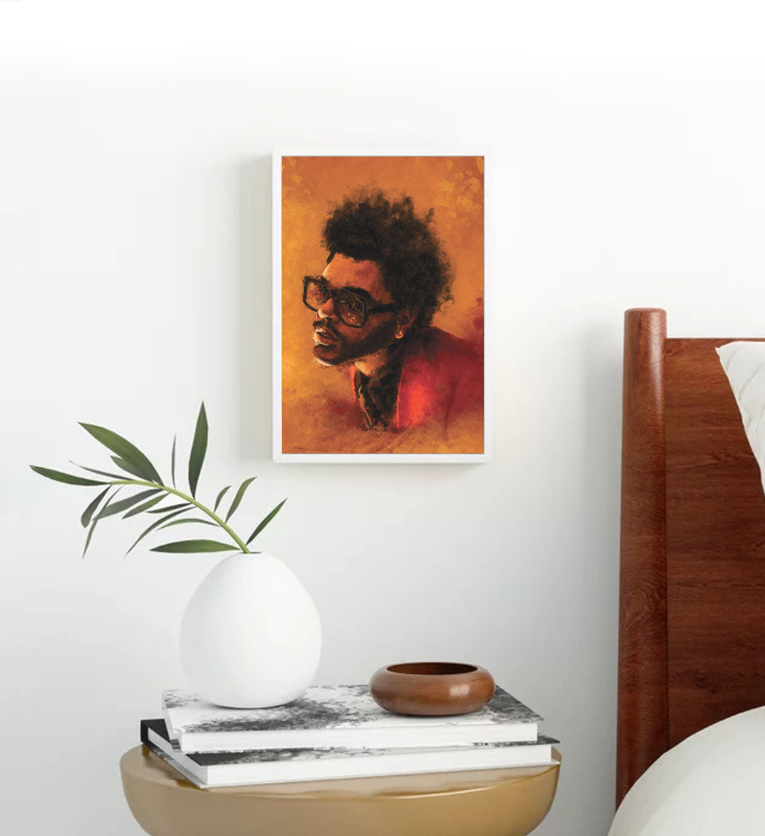 The Weeknd's Fiery Aura with abstract music design wall art for home decor.