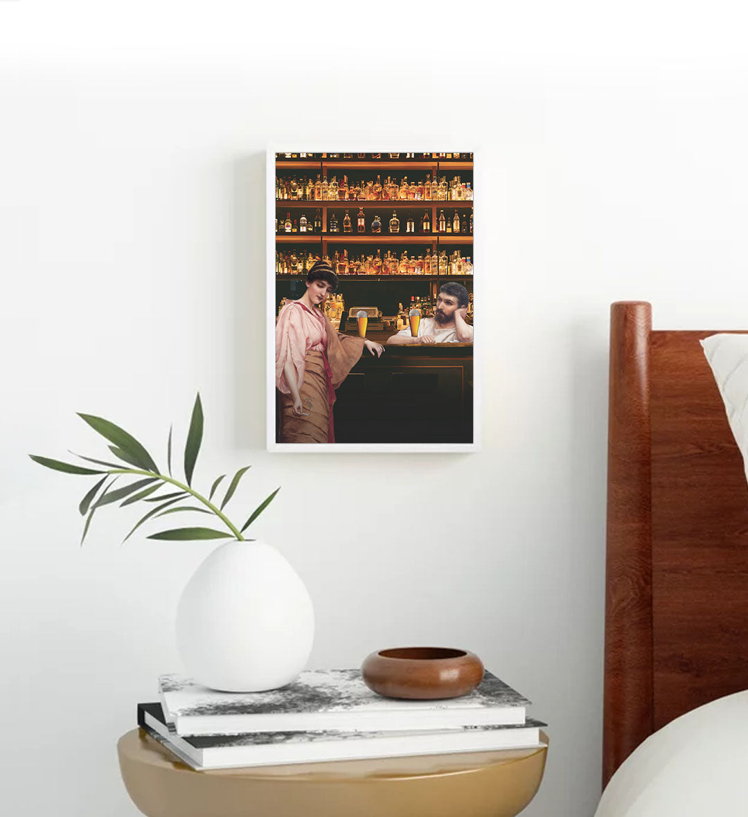 Timeless Bar Encounter with vintage bar scene design wall art for home decor.