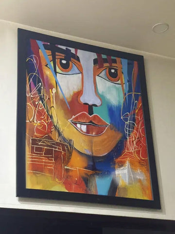 Colorful abstract painting on wall for home decor