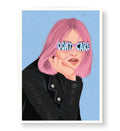 Carefree Rebel pop art wall canvas print with pink hair and sunglasses for Indian home decor.
