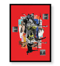 Chaotic Collage Fusion with abstract bull design wall art for Indian home decor.