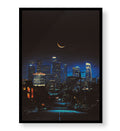 Cityscape Crescent with skyline and crescent moon wall art for Indian home decor.