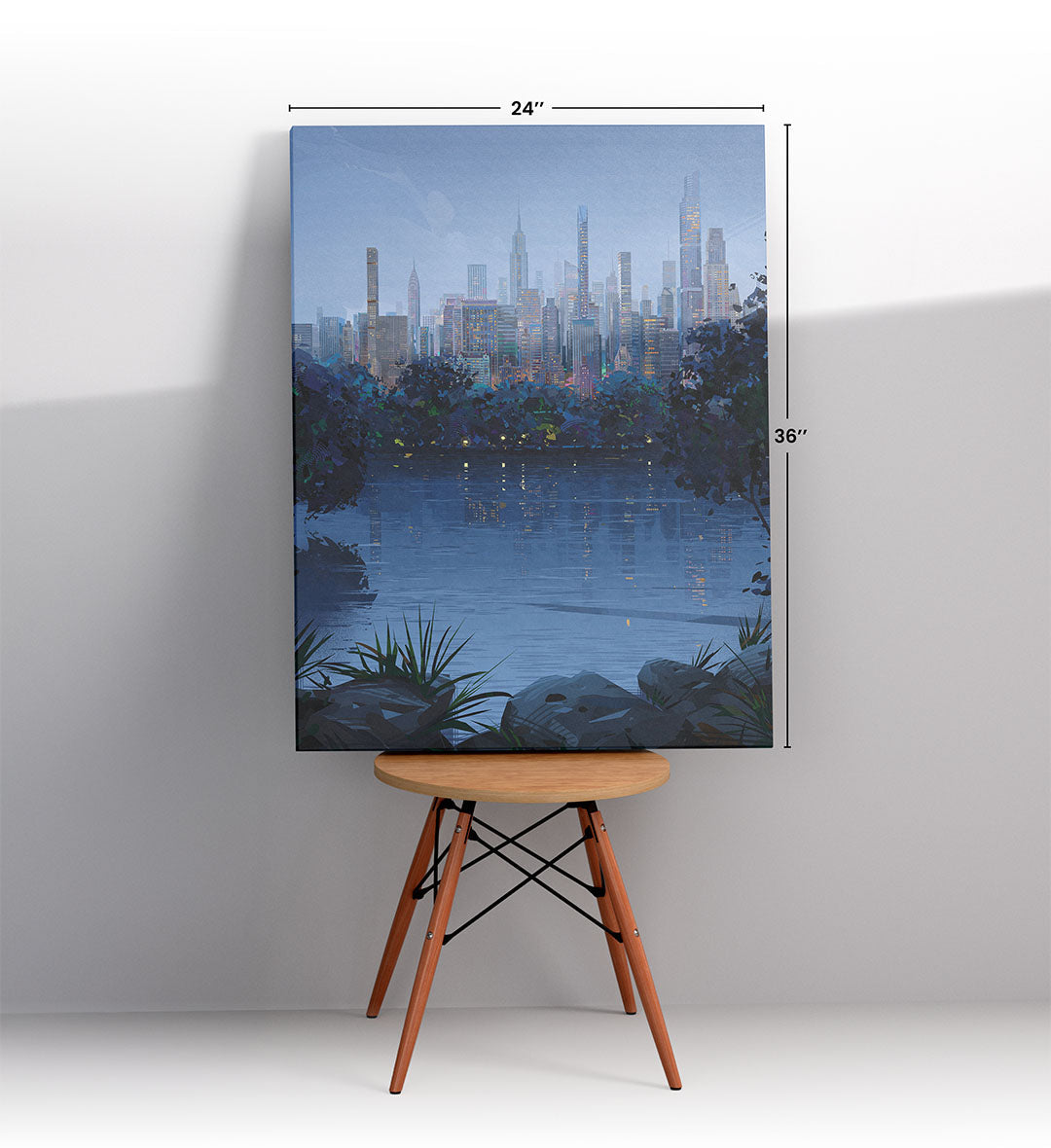 Cityscape Twilight Glow with urban skyline design wall art for Indian home decor.