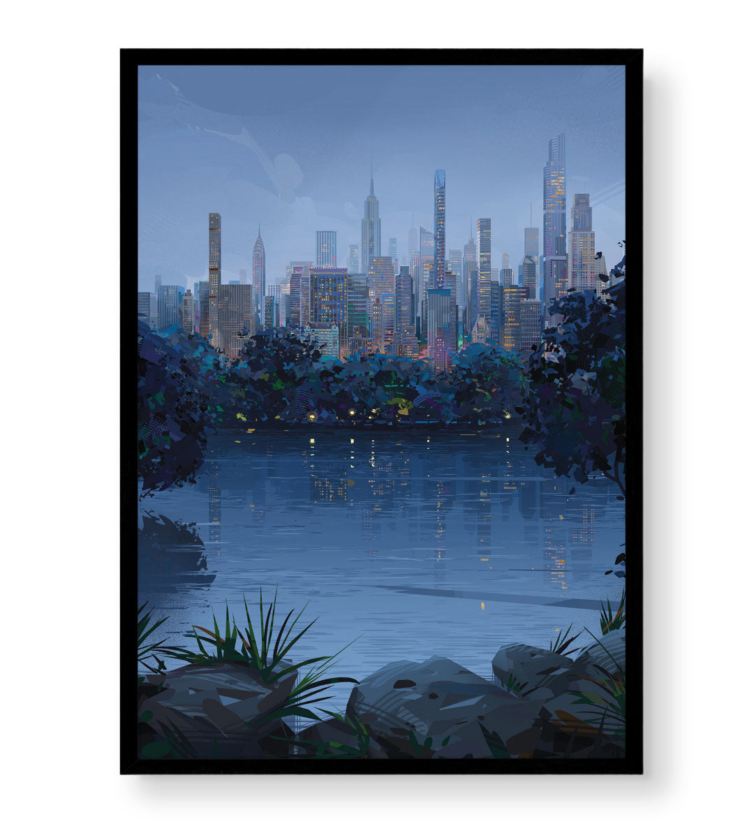 Cityscape Twilight Glow with urban skyline design wall art for Indian home decor.