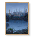 Cityscape Twilight Glow with urban skyline design wall art for Indian home decor.