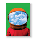 Astronaut canvas wall art with clouds in visor, perfect for modern Indian home decor.