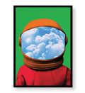 Astronaut canvas wall art with clouds in visor, perfect for modern Indian home decor.