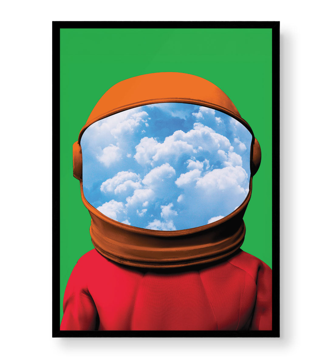 Astronaut canvas wall art with clouds in visor, perfect for modern Indian home decor.