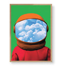 Astronaut canvas wall art with clouds in visor, perfect for modern Indian home decor.