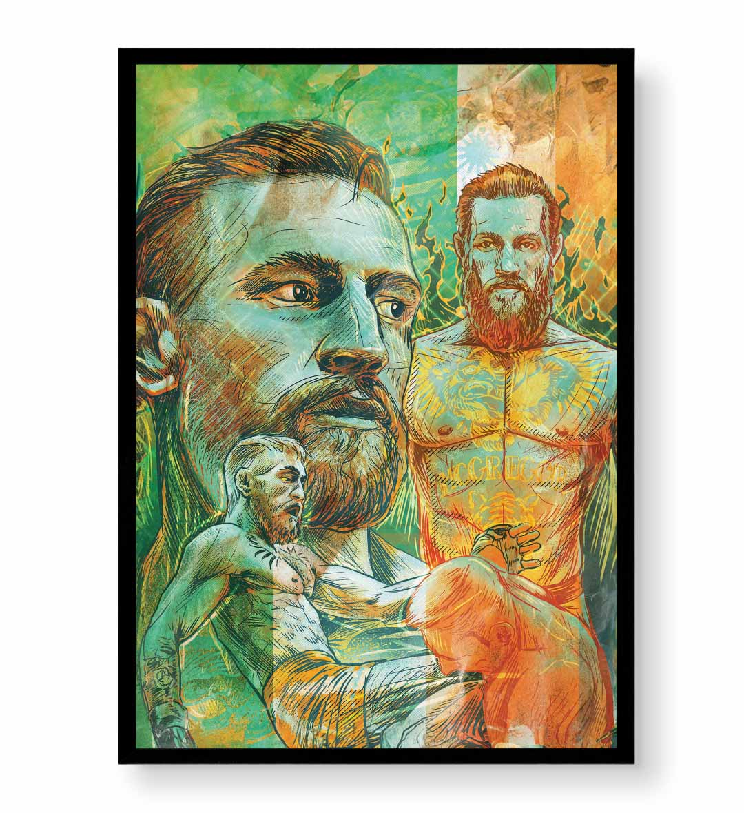 Artistic depiction of Conor McGregor  wall art for Indian home decor. 