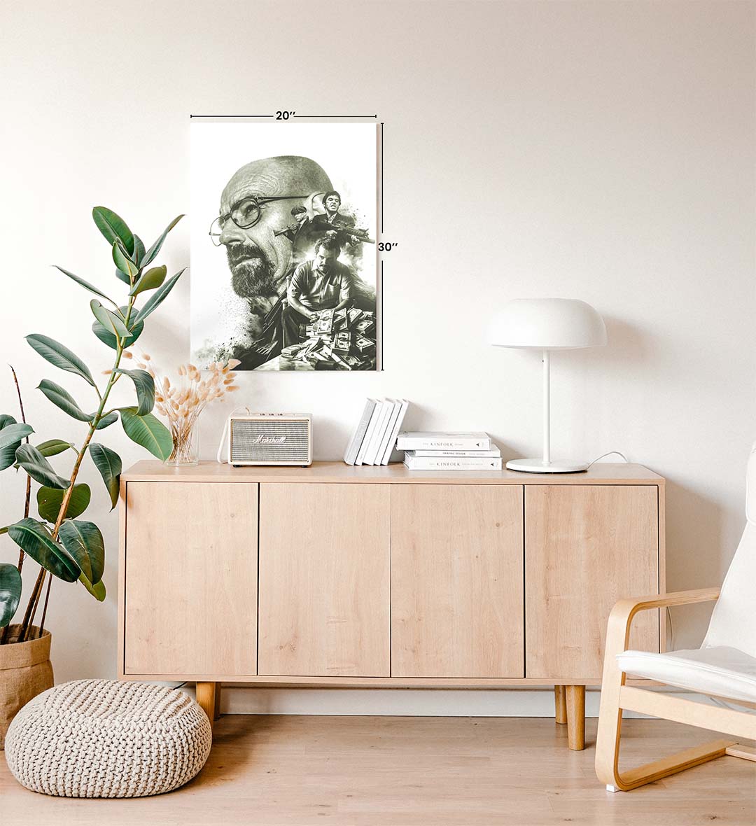 Crime Kings canvas wall art with Walter White and Tony Montana, perfect for modern Indian home decor.