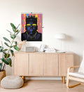 Notorious B.I.G. parody canvas wall art with psychedelic NYC skyline, perfect for modern Indian home decor.