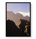 Mountain serenity canvas wall art with rocks and peaks, perfect for modern Indian home decor.