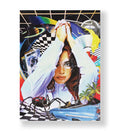 Dua Lipa's Retro Cosmic Vibe with surreal collage design wall art for home decor.