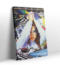 Dua Lipa's Retro Cosmic Vibe with surreal collage design wall art for home decor.